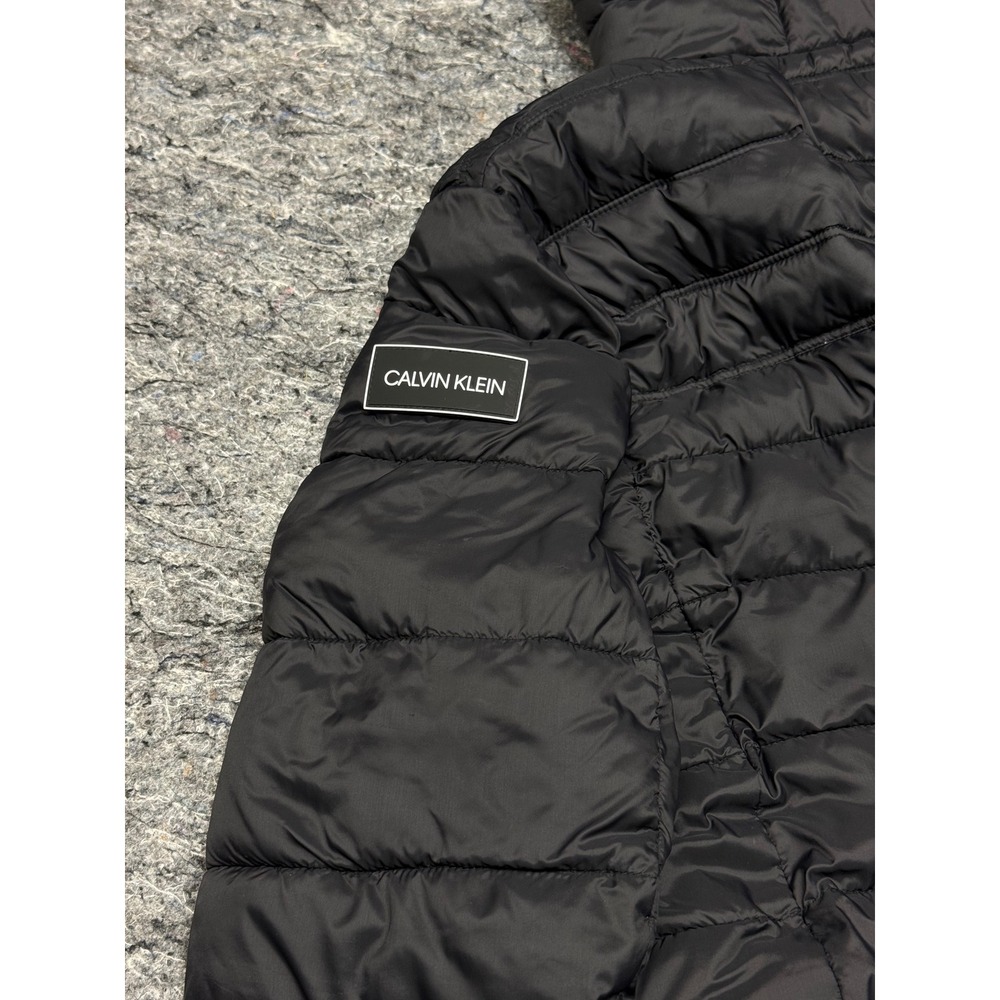 Calvin Klein Mens Puffer Jacket Black Hooded Water Resistant CMC51888 Medium - Picture 10 of 12
